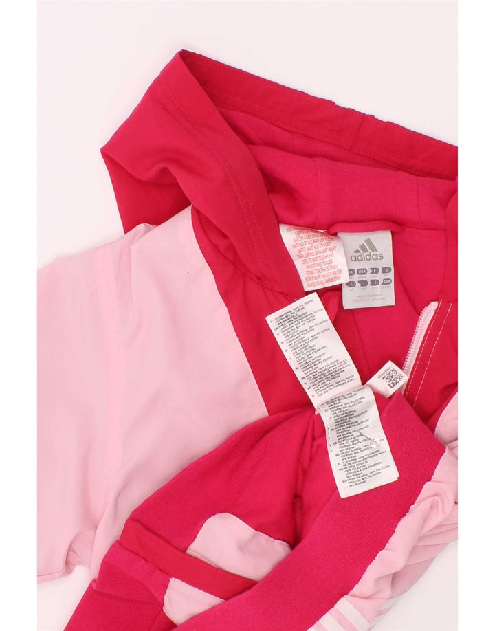 Jaqueta de chuva com capuz Adidas para meninas 2-3 anos rosa colorblock poliéster
