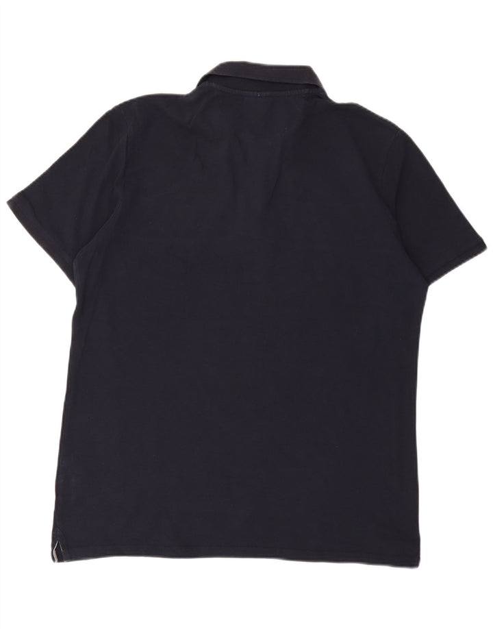 Camisa polo masculina Champion grande algodão listrado azul marinho