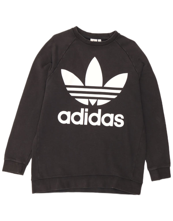 Adidas feminino gráfico moletom jumper reino unido 14 grande algodão preto