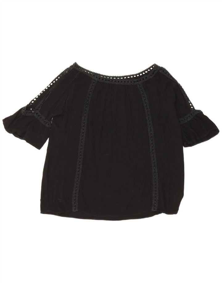 Top feminino vintage sem ombro UK 16 grande preto