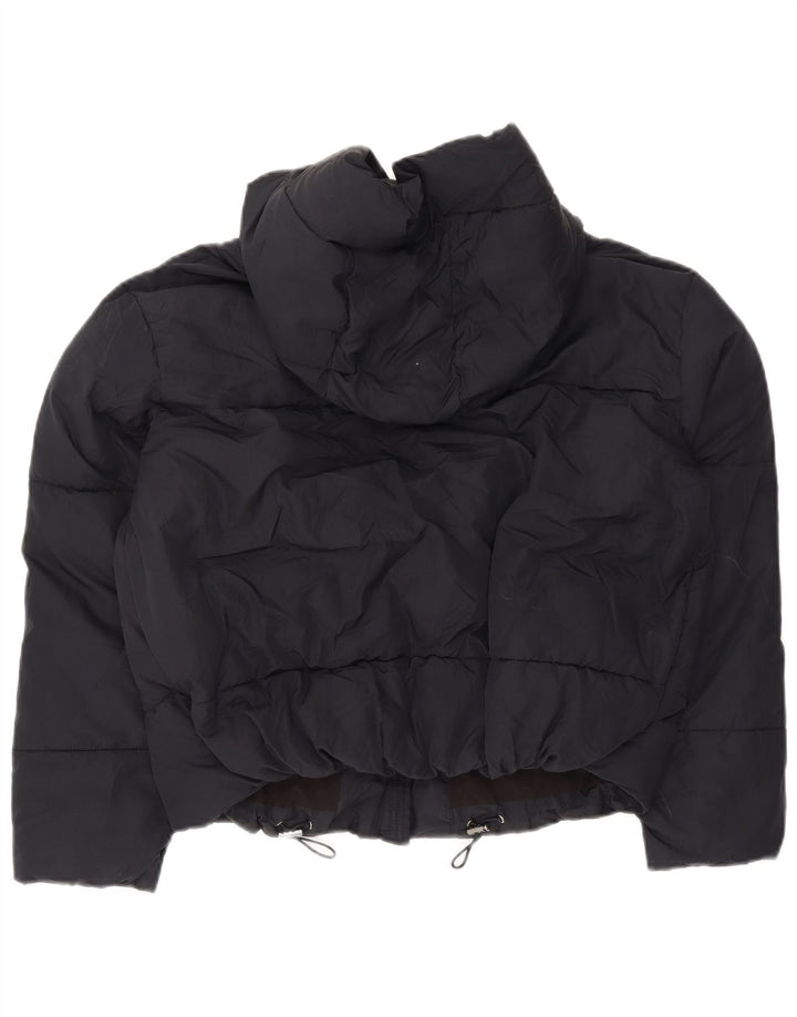 Jaqueta acolchoada com capuz e capuz feminino Zara UK 6 XS azul marinho poliéster