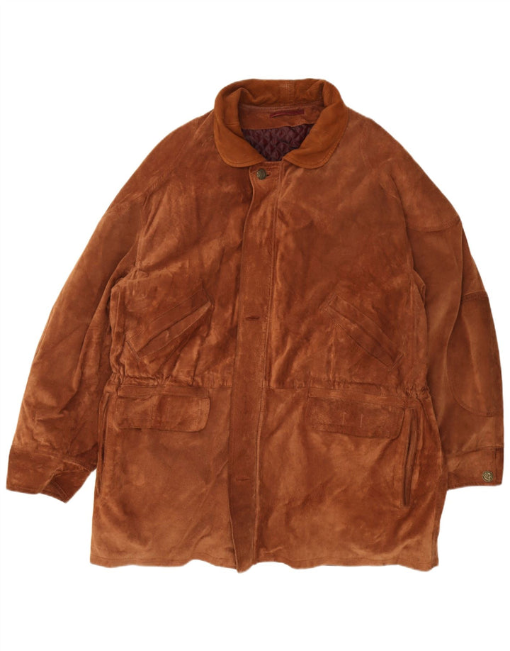 Sobretudo de camurça vintage masculino UK 40 grande marrom