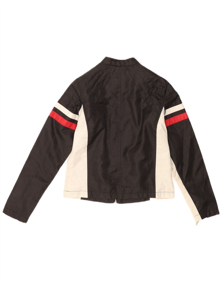 Jaqueta masculina vintage para motociclista UK 36 bloco colorido preto pequeno