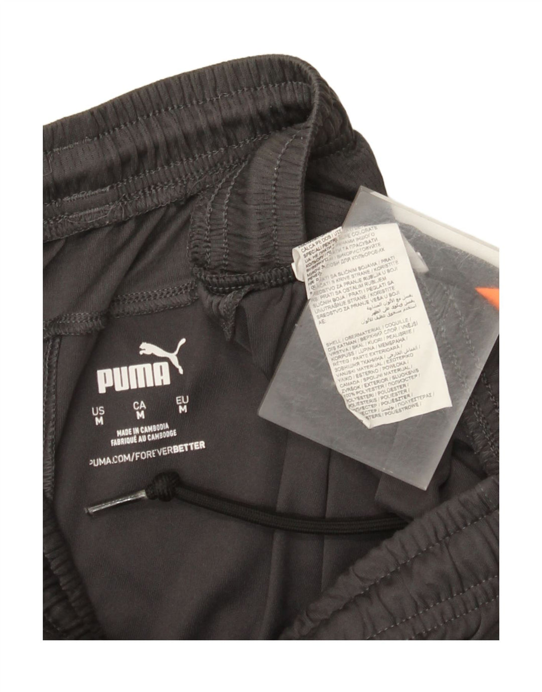 Shorts esportivos masculinos Puma médio cinza colorblock poliéster
