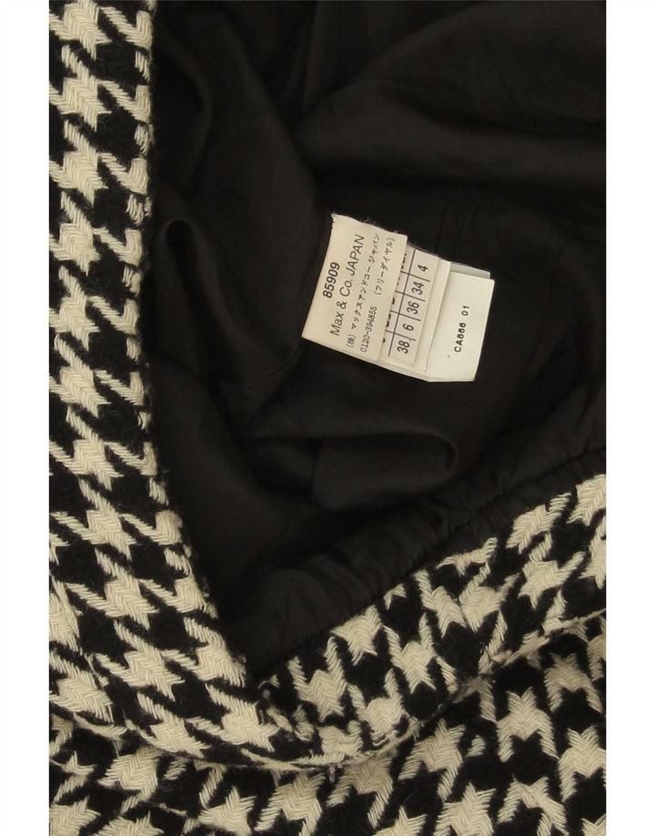 Minissaia feminina Max & Co. Reino Unido 6 XS W28 lã houndstooth preta