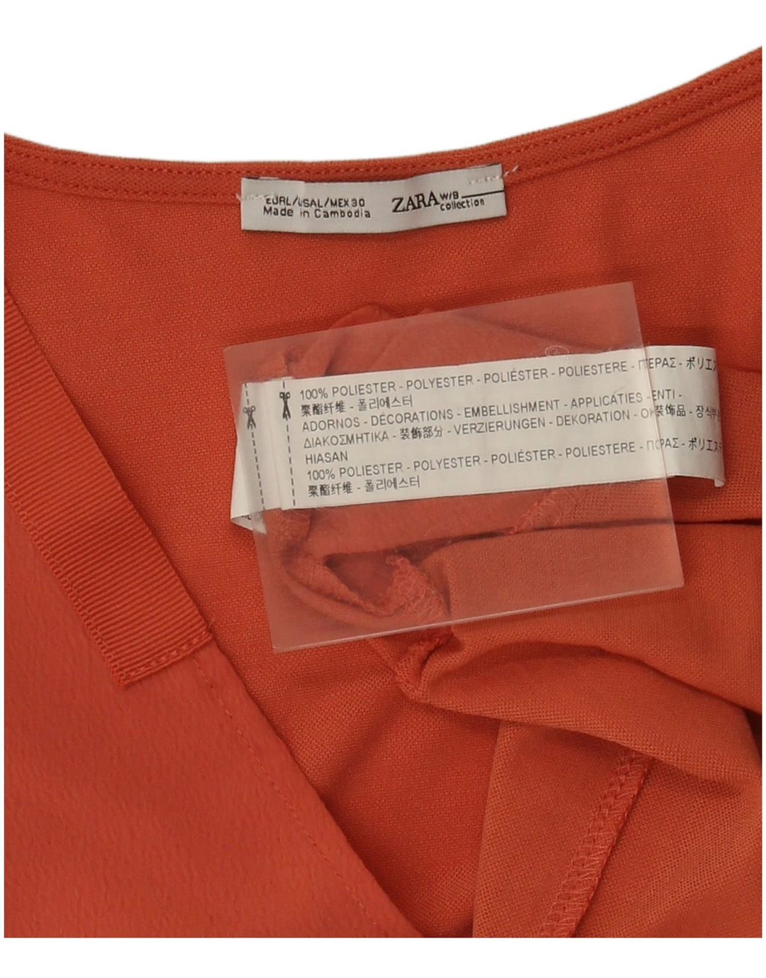 Zara Blusa Oversized Feminina UK 16 Grande Laranja Poliéster