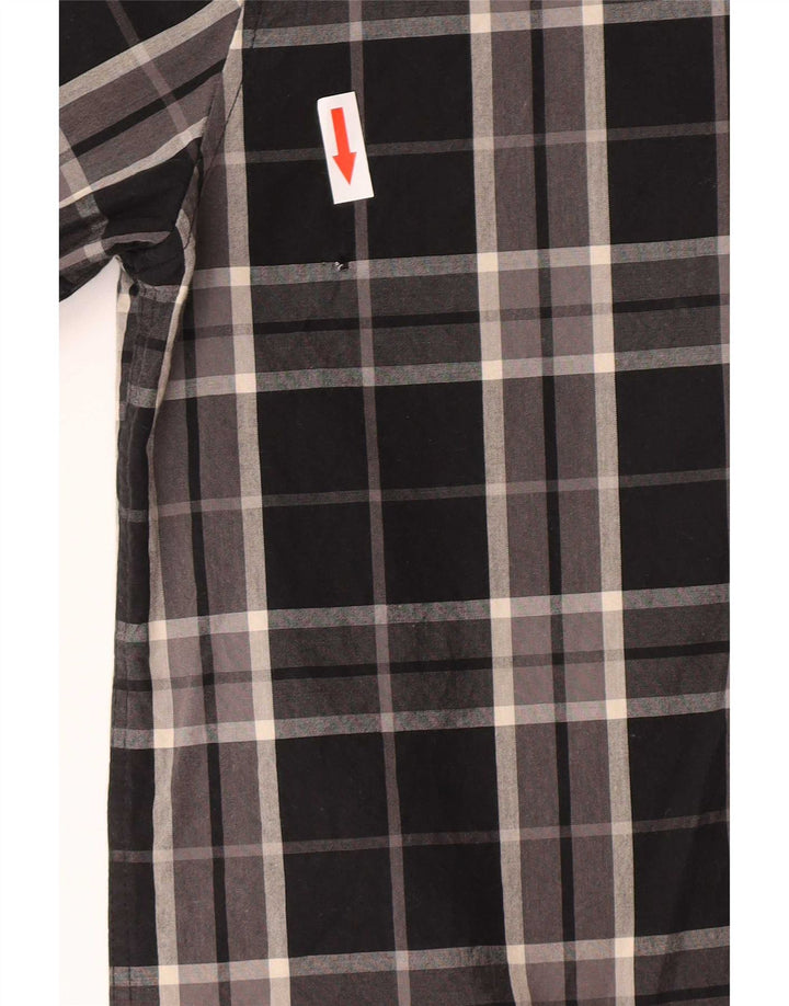 Camisa masculina Lyle & Scott pequena xadrez preta de algodão