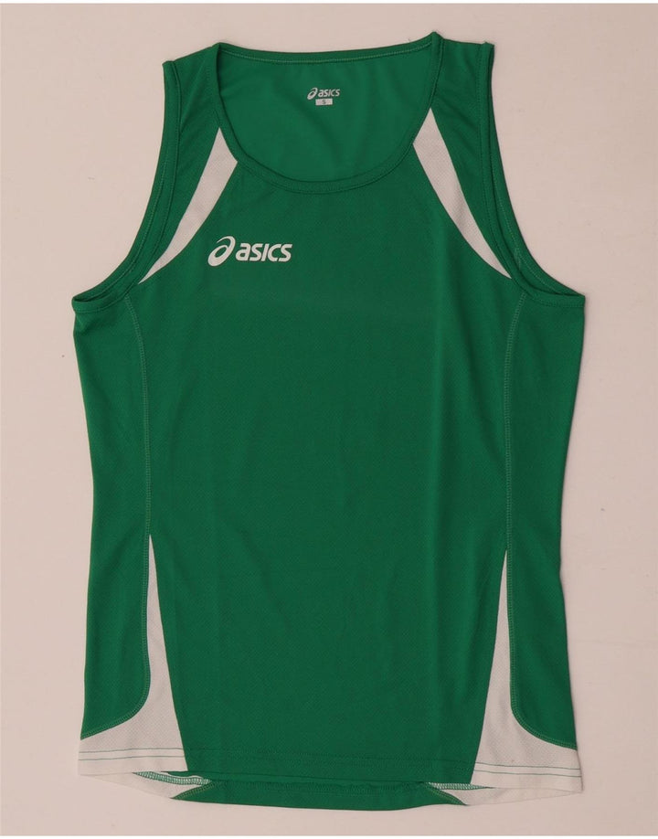 Asics Mens Graphic Vest Top pequeno verde colorblock