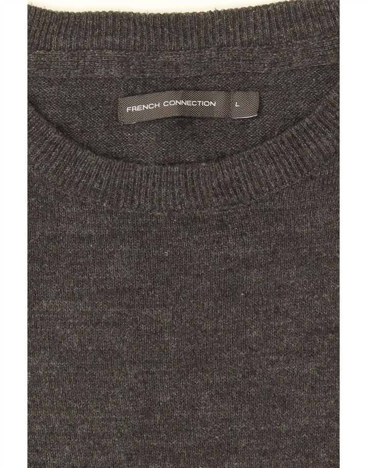 Suéter masculino French Connection com gola redonda grande cinza