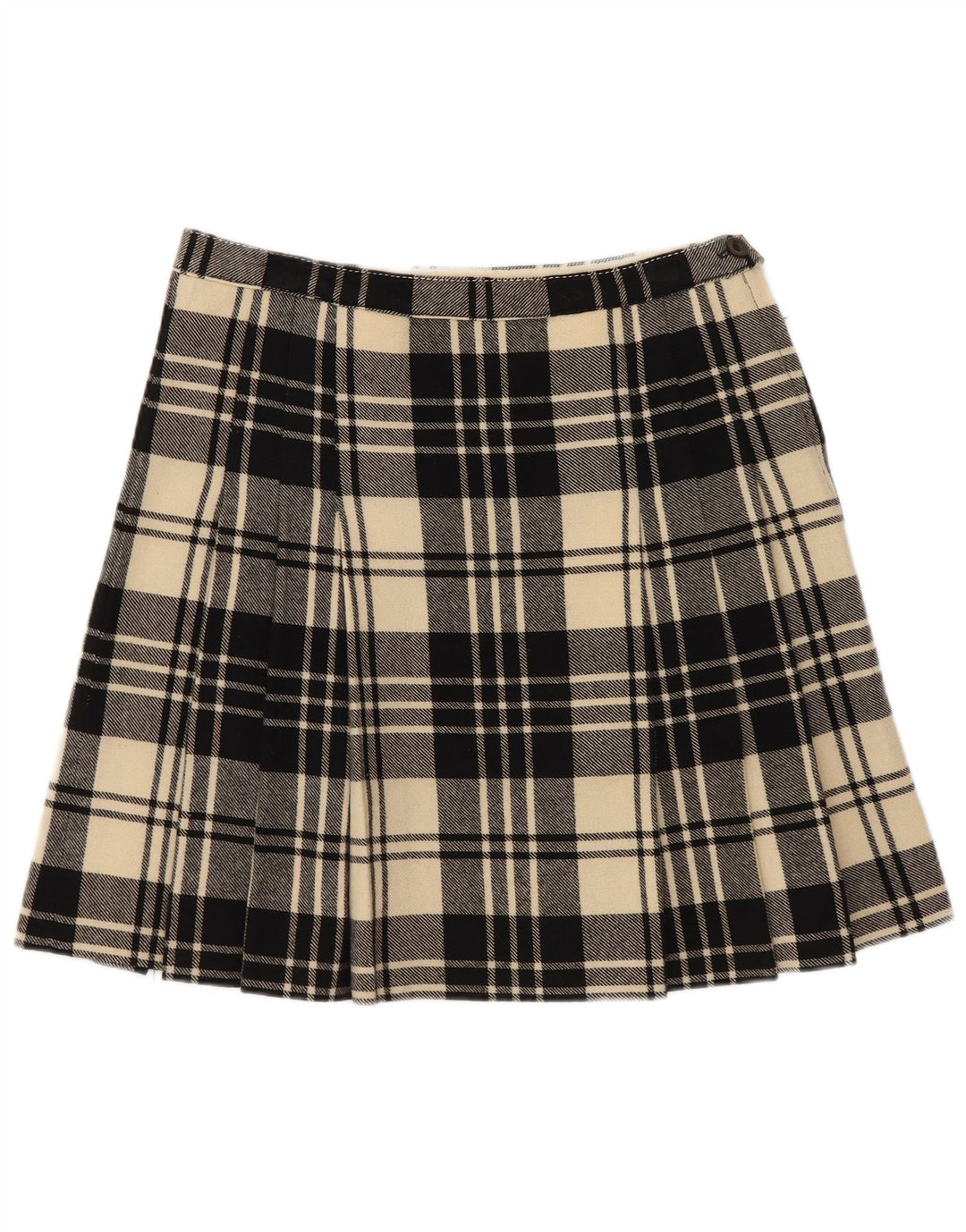 Minissaia feminina vintage W26 pequena xadrez preta