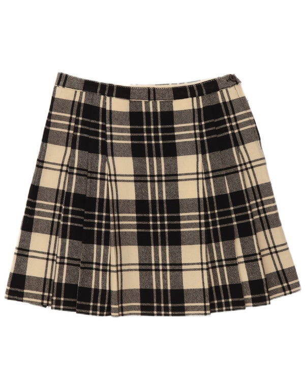 Minissaia feminina vintage W26 pequena xadrez preta