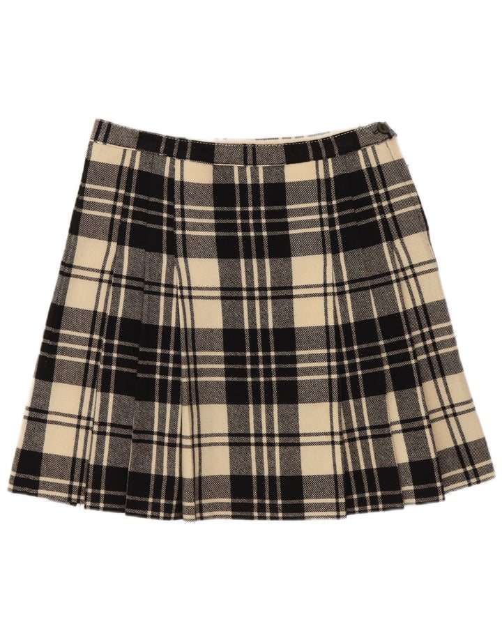 Minissaia feminina vintage W26 pequena xadrez preta