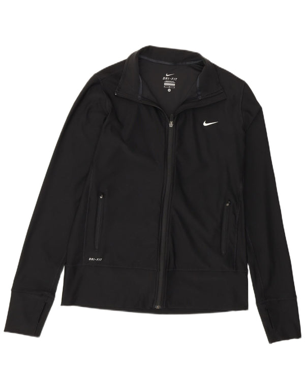 Nike Womens Tracksuit Top Jacket UK 12 Médio Preto Poliéster