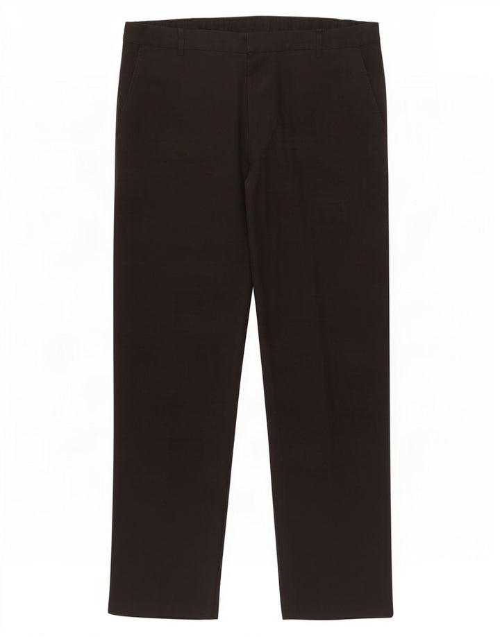 Calça masculina de terno reto Marks & Spencer W36 L30 poliéster preto