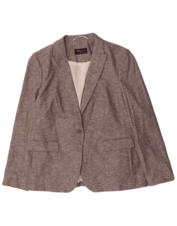 Jaqueta blazer feminina Marks & Spencer com 1 botão Slim Fit Reino Unido 16 grande cinza