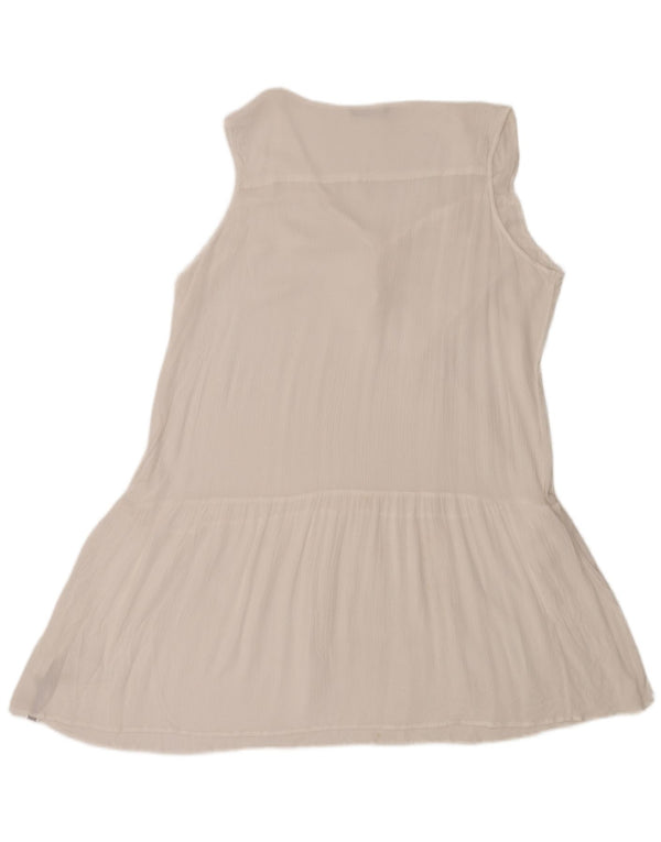 Vestido feminino Marks & Spencer sem mangas evasê UK 18 XL viscose branca