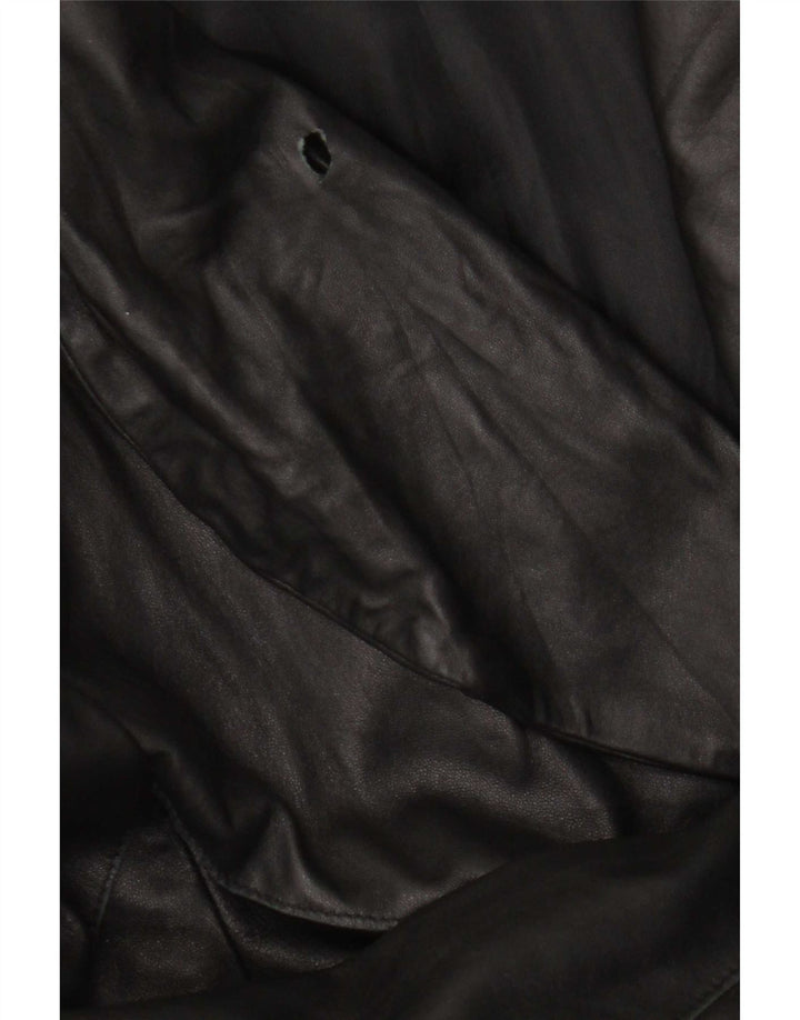 Casaco de couro feminino vintage IT 46 grande couro preto