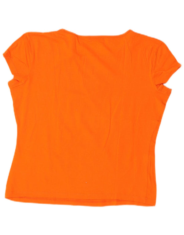 Camiseta feminina com estampa Iceberg UK 18 XL algodão laranja