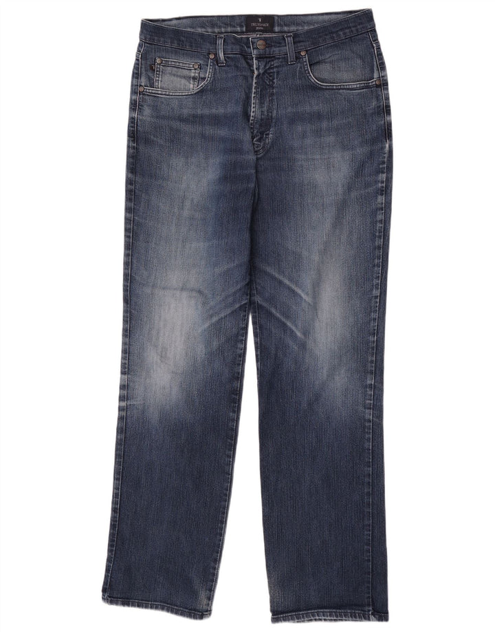 Trussardi Mens Straight Jeans W36 L32 Azul Algodão