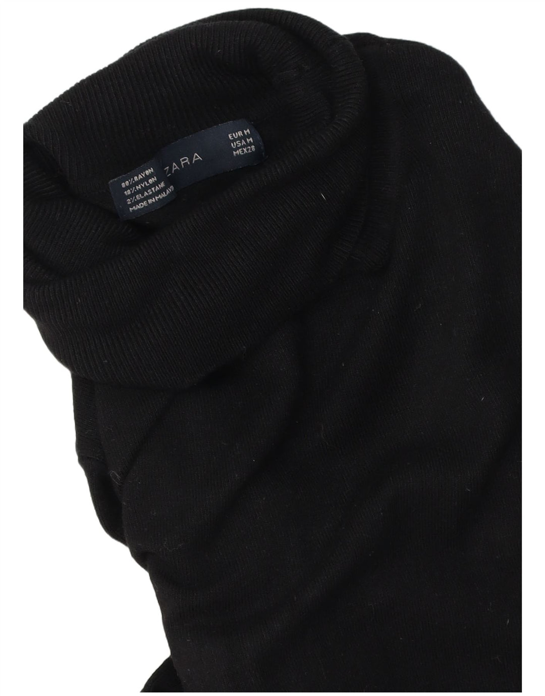 Suéter feminino Zara com gola redonda Reino Unido 14 médio preto rayon