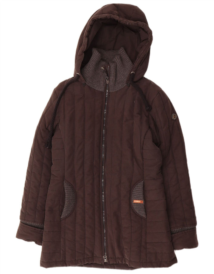 Jaqueta feminina acolchoada com capuz KHUJO UK 18 XL marrom colorblock algodão