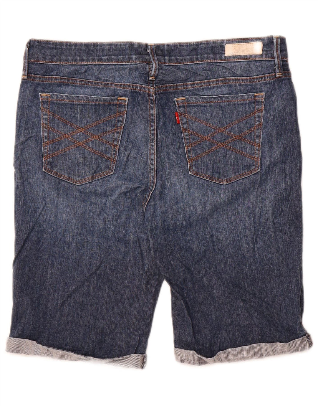 Shorts jeans feminino Levi's 545 Bermuda US 10 grande W34 azul algodão