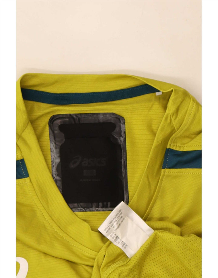 Camiseta gráfica masculina Asics Top 2XL amarelo colorblock poliéster