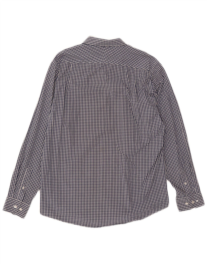 Camisa masculina Pierre Cardin tamanho 16 1/2 grande algodão guingão azul marinho