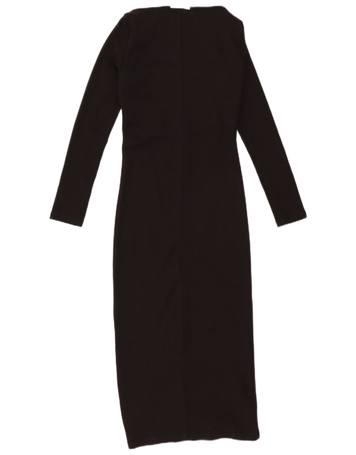 Vestido maxi feminino de manga comprida ZARA Reino Unido 14 grande preto