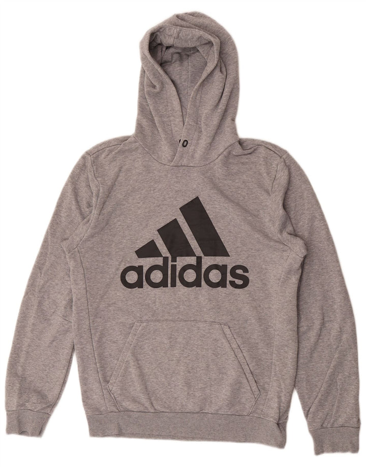 Adidas masculino gráfico moletom com capuz pequeno algodão cinza