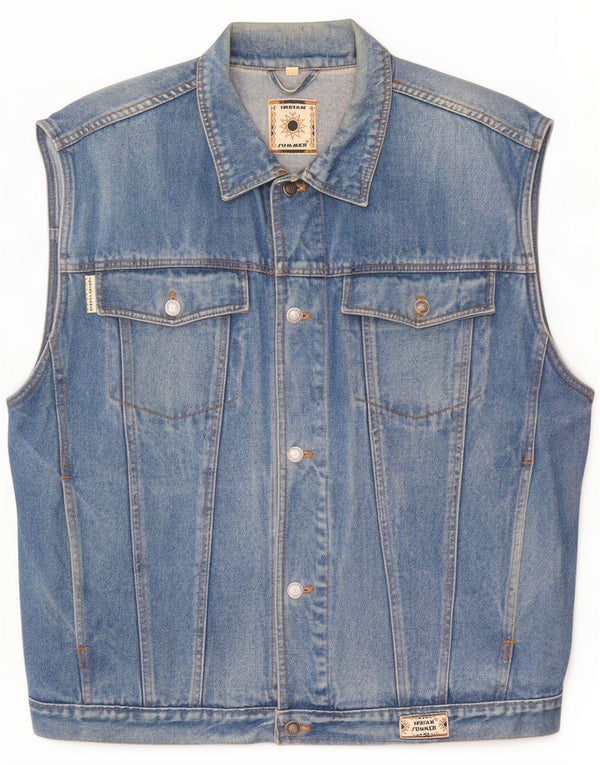 Colete jeans masculino vintage UK 40 grande azul