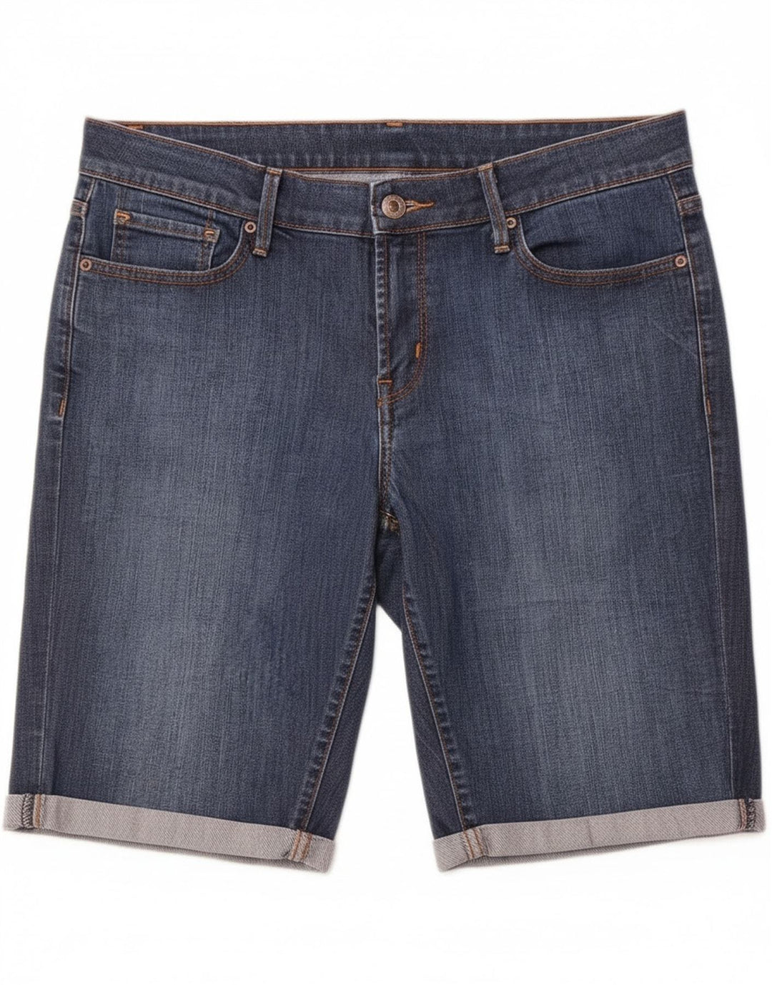 Shorts jeans feminino Levi's 545 Bermuda US 10 grande W34 azul algodão