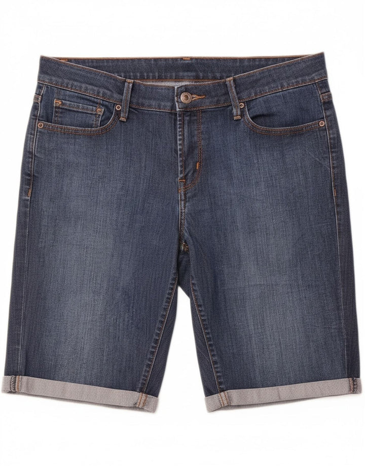Shorts jeans feminino Levi's 545 Bermuda US 10 grande W34 azul algodão
