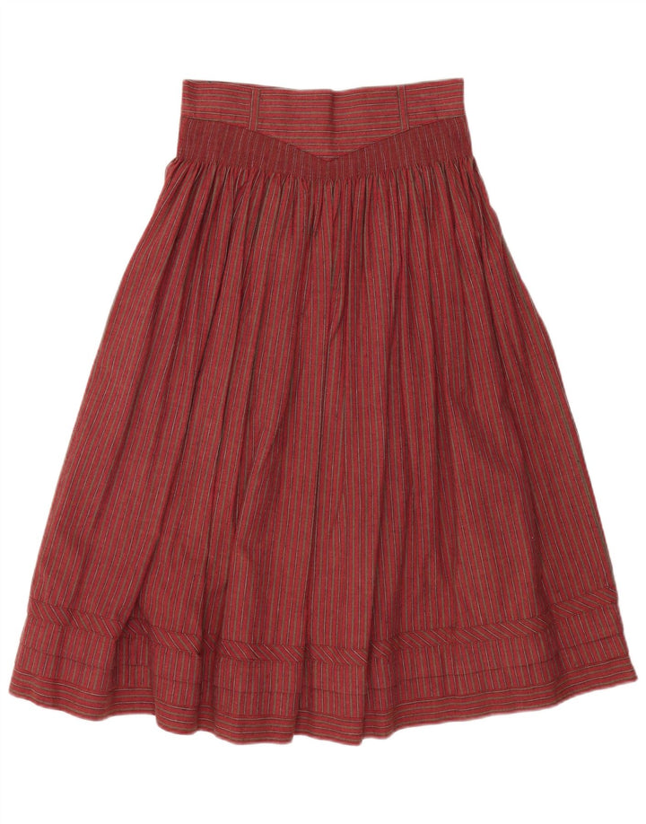 Saia feminina VINTAGE cintura alta evasê W28 algodão listrado vermelho médio