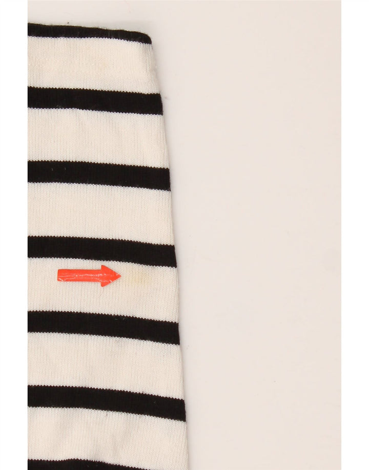 Top feminino Zara manga comprida UK 14 viscose listrada branca média