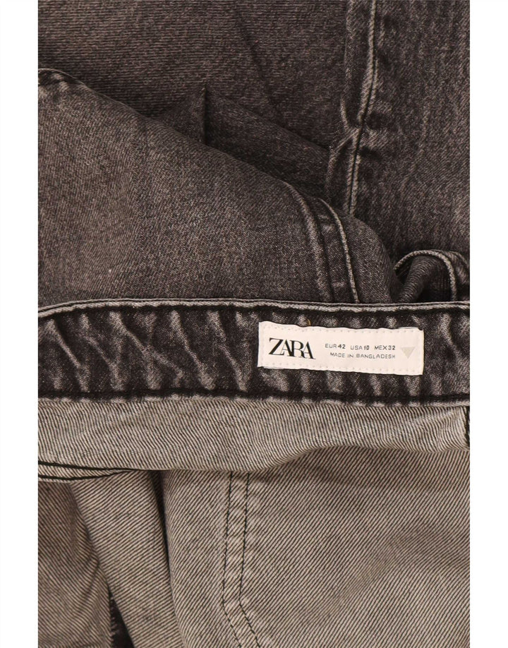 Calça jeans reta feminina Zara EU 42 grande W32 L35 algodão cinza