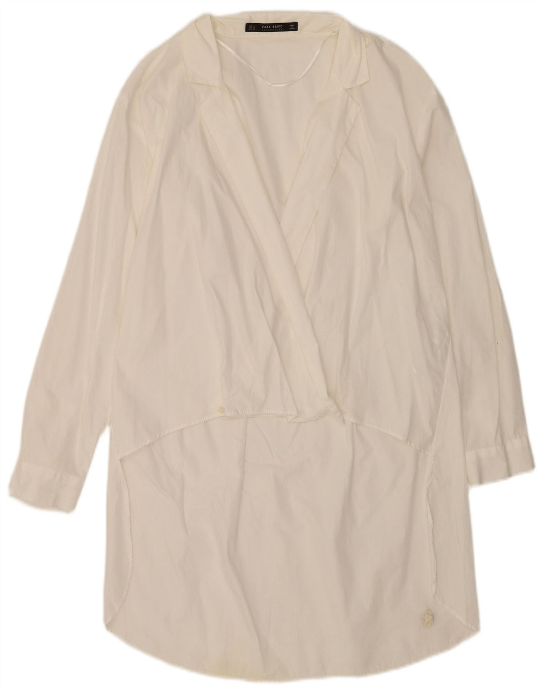 Vestido feminino Zara manga comprida, tamanho UK 10, pequeno, algodão branco