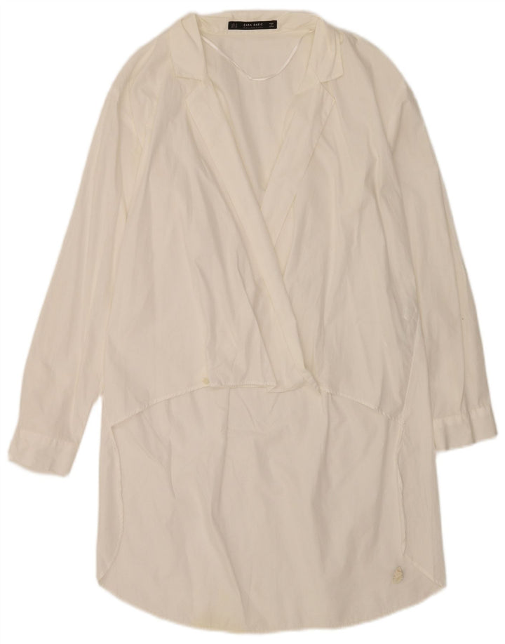 Vestido feminino Zara manga comprida, tamanho UK 10, pequeno, algodão branco