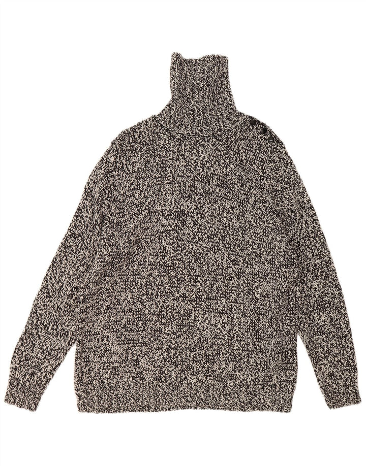 Suéter feminino Chaps com gola redonda UK 18 XL algodão manchado preto