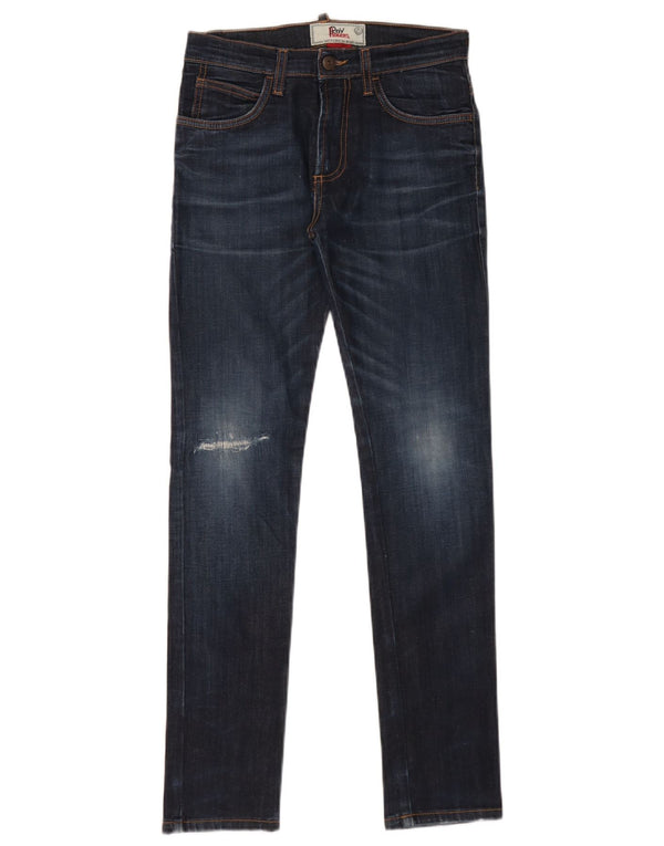 Roy Rogers Womens Slim Jeans UK 12 Médio W28 L30 Azul Marinho Algodão