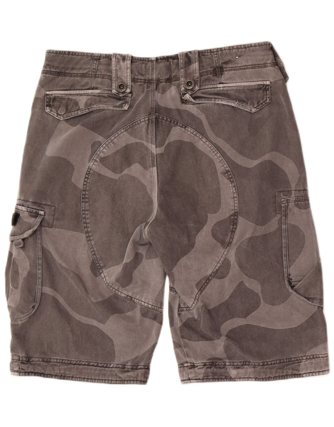 Shorts cargo masculino vintage grande W34 cinza camuflado