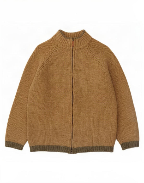 Suéter cardigã feminino Massimo Dutti Reino Unido 18 XL lã marrom