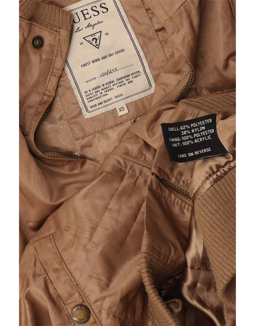 Jaqueta bomber feminina Guess UK 6 XS poliéster marrom