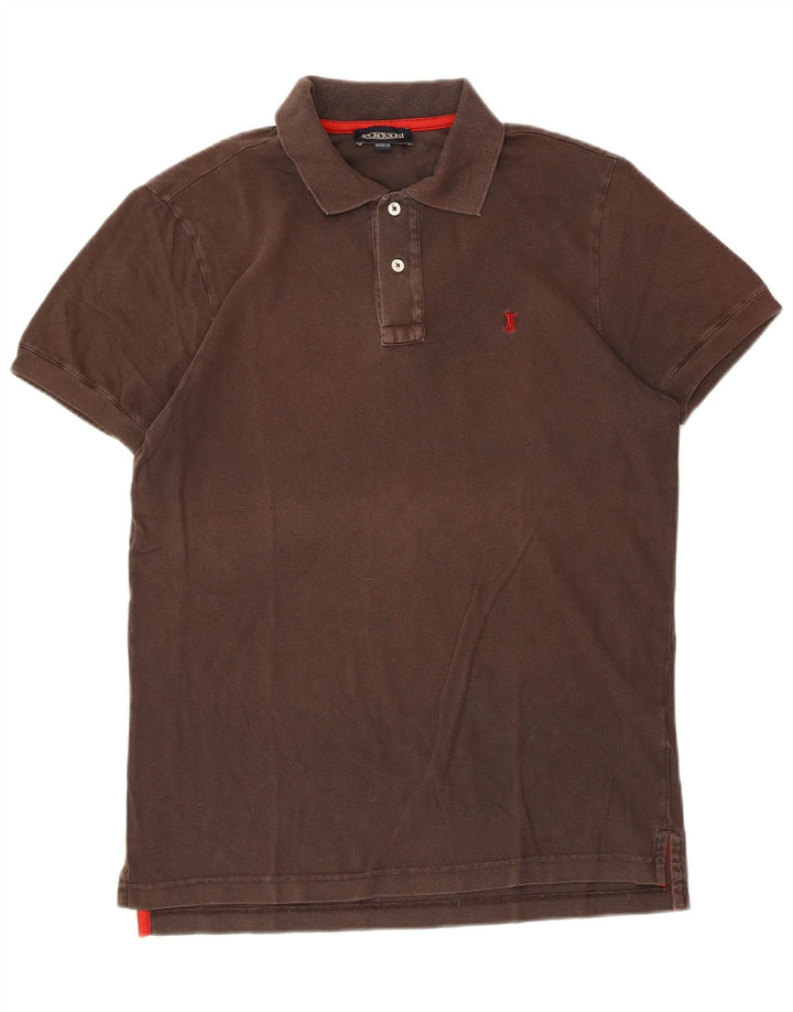 Camisa polo masculina Jeckerson de algodão marrom médio