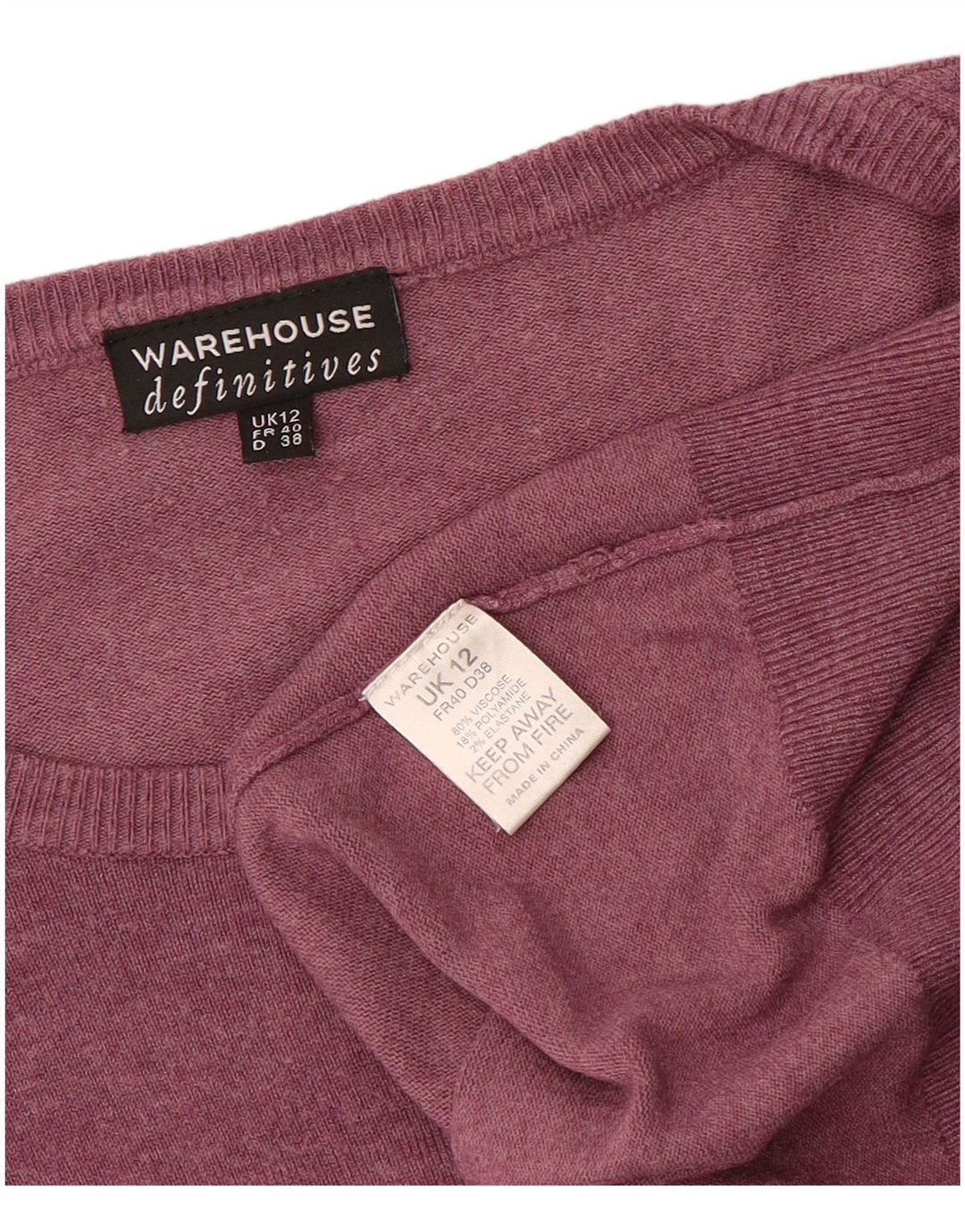 Suéter feminino WAREHOUSE com gola canoa e viscose roxa média Reino Unido 12