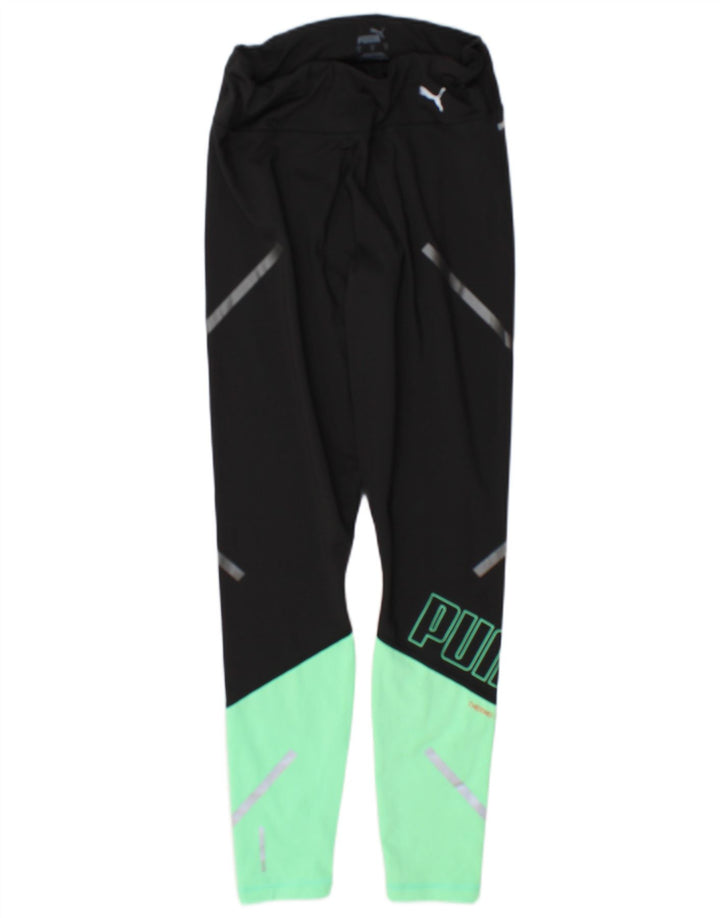 Puma Womens Graphic Leggings UK 10 Pequeno Poliéster Colorblock Preto