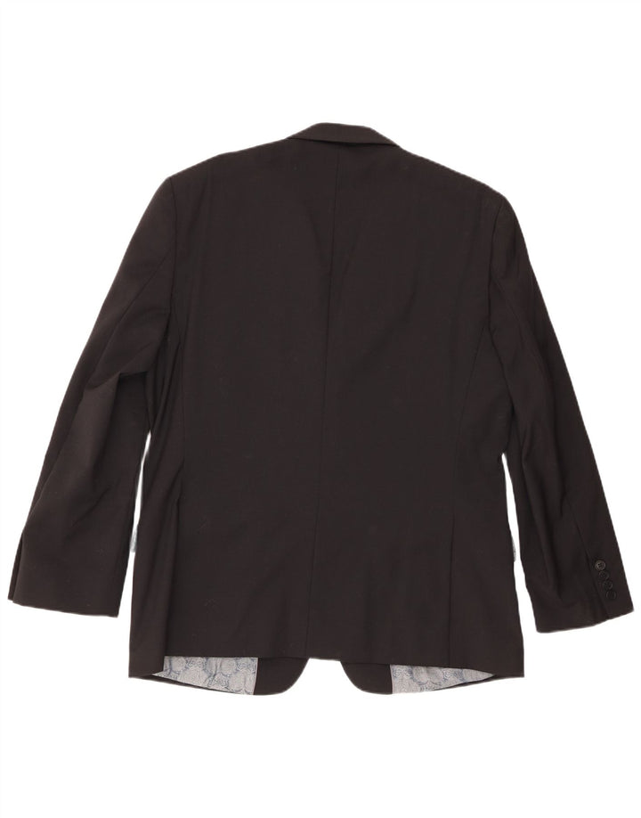 Jaqueta blazer masculina de 2 botões Ted Baker Reino Unido 42 XL lã preta