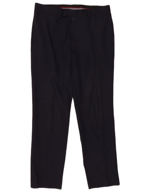 Calça masculina Marks & Spencer Slim Fit W36 L31 Lã Azul Marinho