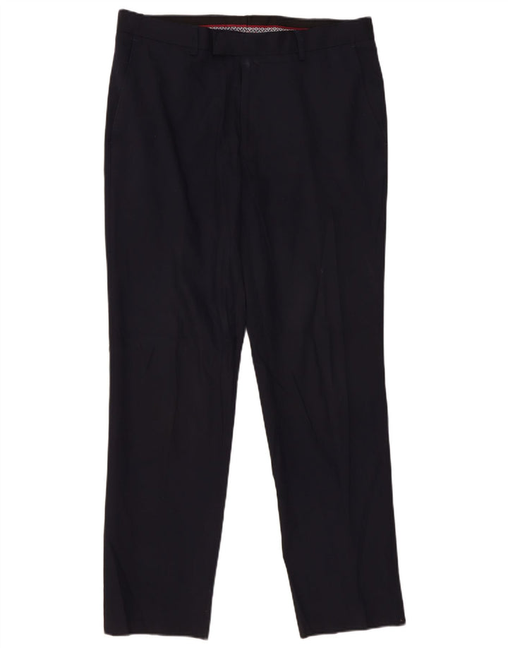 Calça masculina Marks & Spencer Slim Fit W36 L31 Lã Azul Marinho
