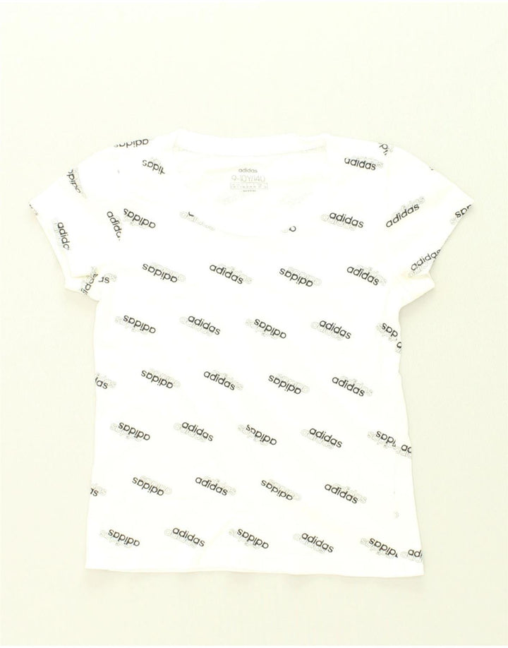 ADIDAS Girls Graphic T-Shirt Top 9-10 Years White | Vintage Adidas | Thrift | Second-Hand Adidas | Used Clothing | Messina Hembry 